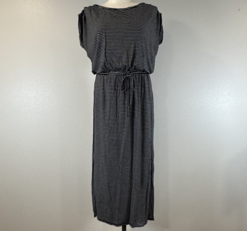 24/7 Maurices Damen Gr. M schwarz weiß gestreift ärmellos Kleid Kordelzug Taille - Bild 1 von 15