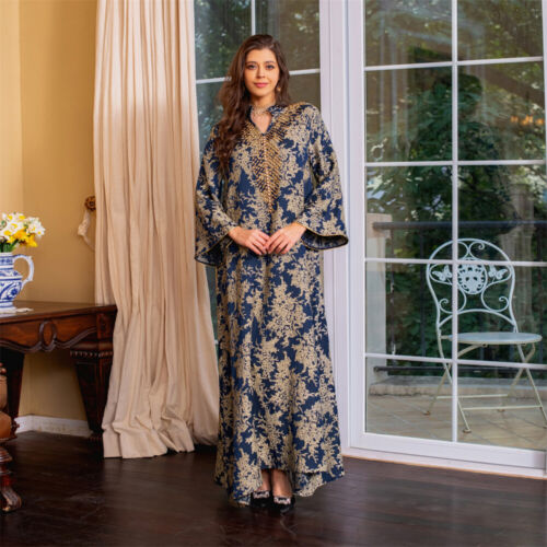 Maxi Vestido Musulmán Mujeres Ramadán Dubai Abaya Kaftan Moda Islámica Vestido de Noche - Imagen 121 de 175