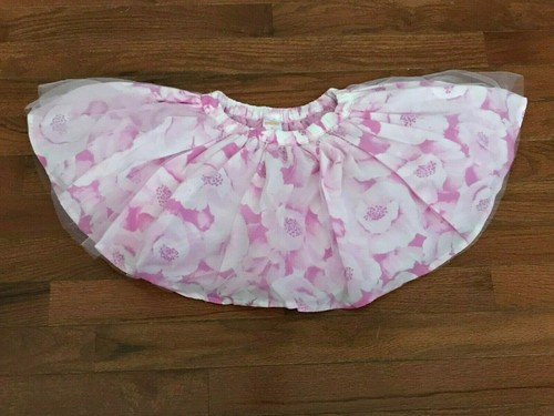 Gymboree Girls Pink and White Floral Print Tulle Tutu Size 5 5T New