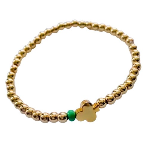 Goldkleeblatt Armband mit grüner Perle - Bild 4 von 5