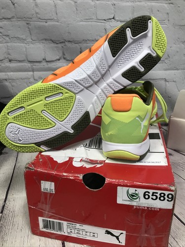 Puma Mens Neon Lite 2.0 Indoor Soccer Shoes Size 11 Green / Orange / Olive - Picture 9 of 9