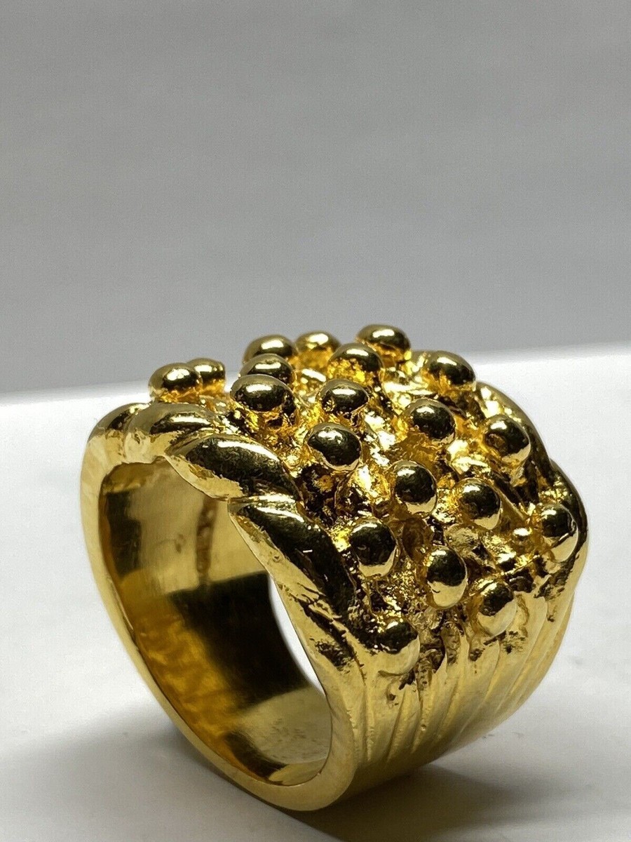 18ct Solid Gold Dipped Romany 4 Row Keeper Ring eBay