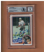PAT LaFONTAINE AUTOGRAPHED 1984-85 TOPPS RC HOCKEY CARD SIGNED ISLANDERS BECKETT