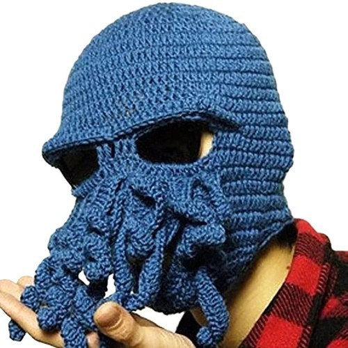 Halloween Balaclava Hat Beard Ski Cap Octopus Knitted Beanie Autumn/Winter - Picture 5 of 18