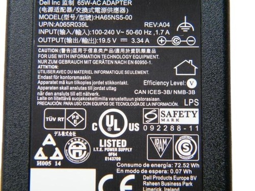 Dell 65W AC Power Adapter 09RN2C 098R6C HA65NS5-00 LA65NS2-01 DA65NM111-00 - Picture 8 of 9