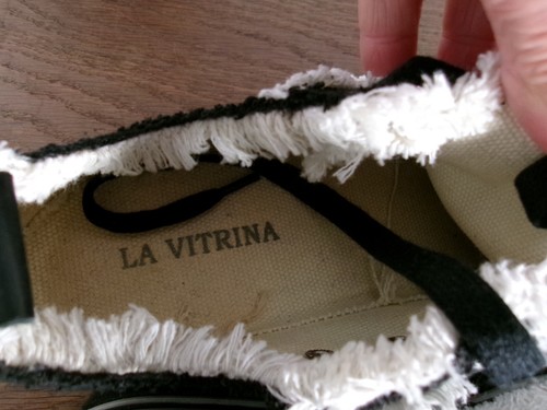 Chaussures basket toile noir/blanc épais 40fr LA VITRINA Semelle compensée - Picture 7 of 8