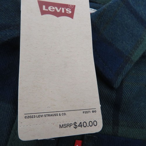Camisa de franela verde azul abotonada Levi's Boys pequeña 6/7 nueva con etiquetas $40 - Imagen 5 de 5