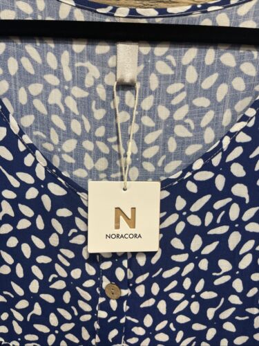 Women’s Noracora Blue White Casual Dress Size XXL Short Sleeve With Pockets - Picture 3 of 4