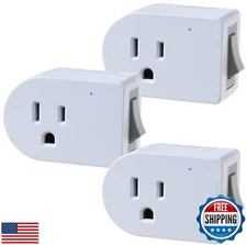 Fosmon Grounded Outlet Switch, ON/Off Switch (3 Pack), 3 Prong Plug in Electr
