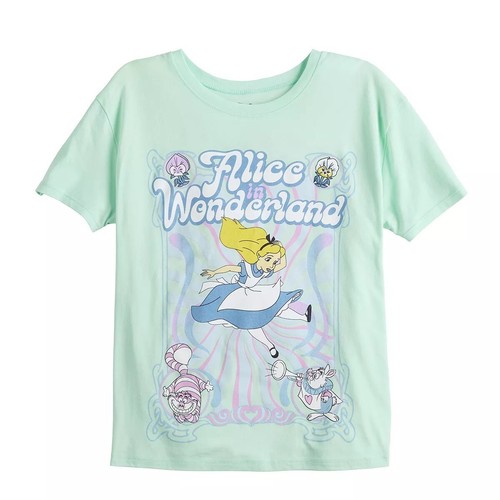 Disney Alice In Wonderland Juniors Tee Crewneck T-Shirt Cheshire Cat Small NWT