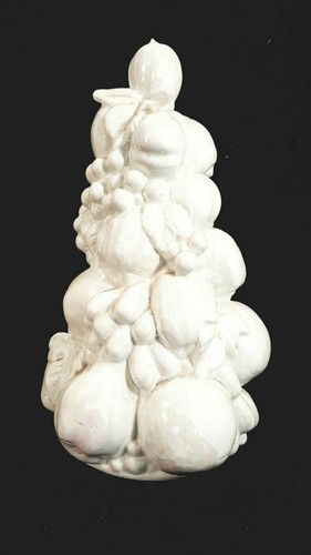 TORRE DE CERÁMICA VIDRIADA BLANCA NACARADA DE MESA DE FRUTAS CENTRO DE MESA - Imagen 3 de 4