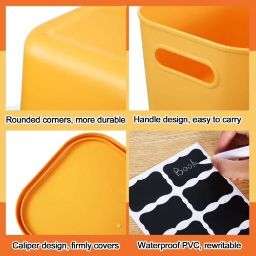 8 Pcs Plastic Storage Bins Stackable Baskets with Lid and Handle Colorful - Picture 3 of 6