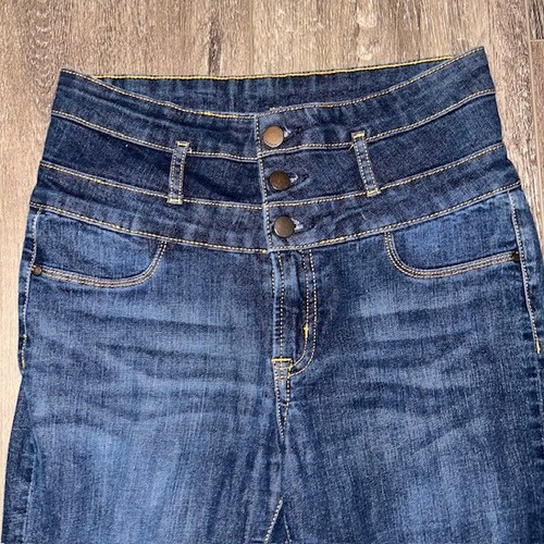 Refuge Jeans Womens Size 8 Blue Straight Leg Triple Button Fly High Rise Stretch - Picture 2 of 5