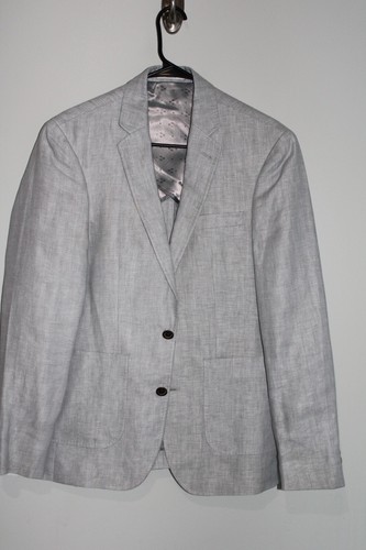 GRAY MURANO 100% LINEN SLIM FIT SPORT COAT sz SMALL baird mcnutt suit jacket 38R