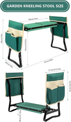 Foldable Kneeler Garden Kneeling Bench Stool Soft Cushion Seat Pad w Tool Pouch - Picture 11 of 11