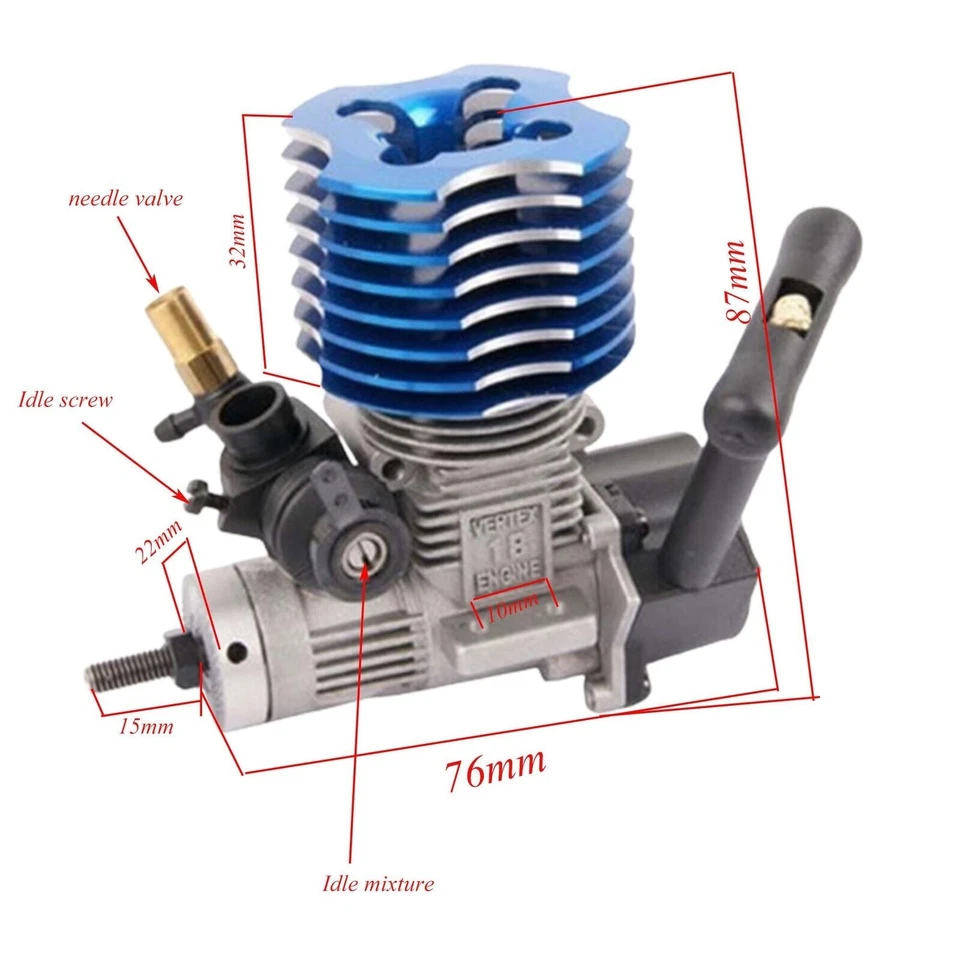 HSP 02060 VX18 Engine 2.74cc 1.0hp Pull Starter F 1/10 RC Nitro Car Buggy Redcat - Image 2 of 4