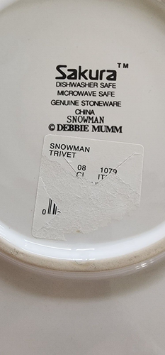Debbie Mumm Sakura Snowman 9.5" Round Trivet New Christmas - Picture 4 of 5