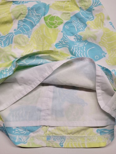 Lilly Pulitzer blau grün gelb Fisch Rock Reißverschluss hinten Gesäßtasche gefüttert Gr. 4 - Bild 9 von 12