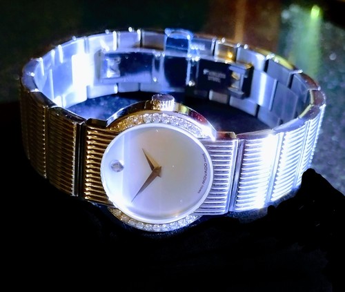 Ladies Movado  Concerto MOP Diamonds 84.G4.18.42.S  Watch 26 mm Beautiful NOS  - Picture 1 of 11