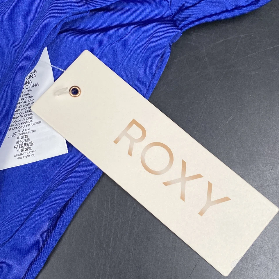 Купальник Roxy XS белый синий бикини низ нахальный с высокой талией пляжный курорт - Изображение 3 из 4