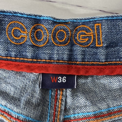 Vintage Coogi Oversized Jeans Shorts bestickt Gr. 36 Baggy orange blau 90er - Bild 11 von 11