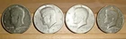 Lot of (4) 1971 D, John Kennedy U.S. Half Dollar Coins, Circulated