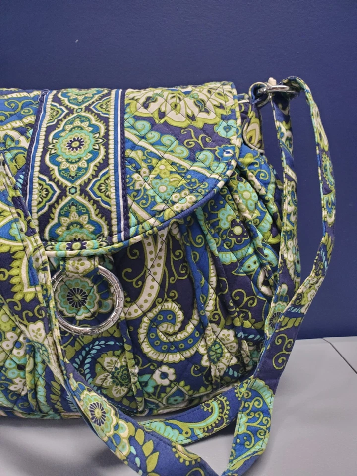 Vera Bradley Rhythm & Blues Saddle Up Crossbody Bag Womens Blue Green Quilted - Image 3 of 4