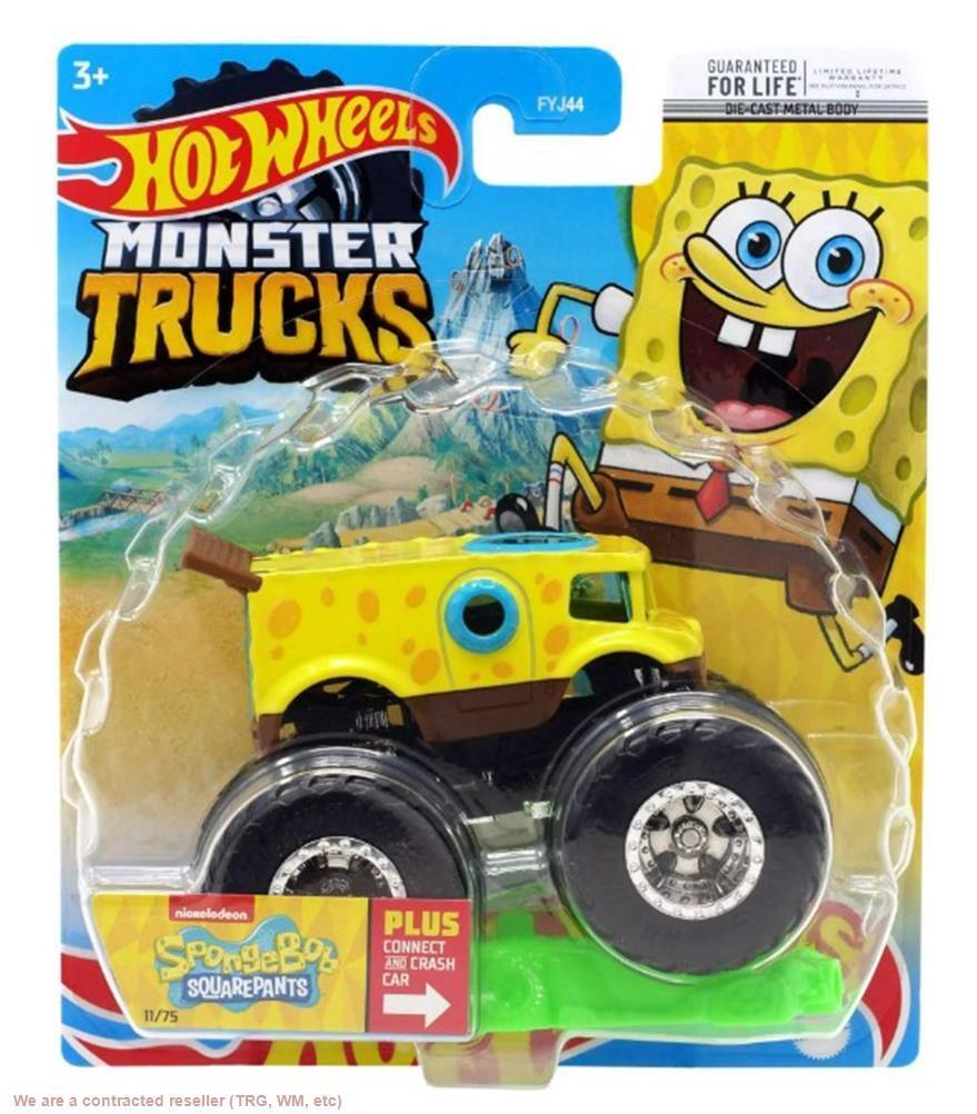 ГУБКА БОБ 11/75 С РАЗБИВАЮЩЕЙСЯ МАШИНОЙ MONSTER TRUCKS HOT WHEELS 2022