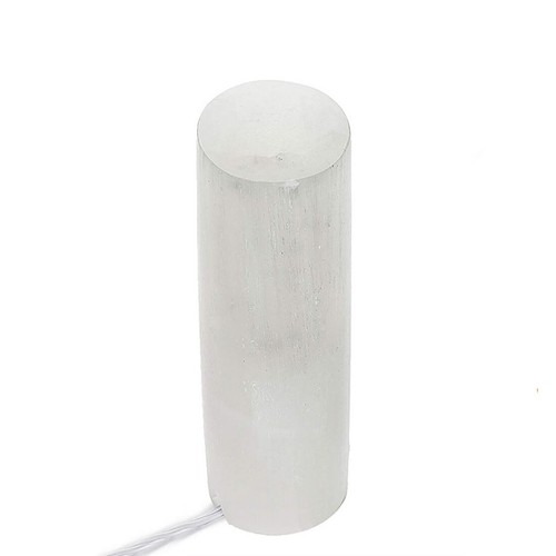 Selenite Tower Lamp " Large Crystal Cylinder Lamp White Natural Light & LED Cord - Picture 5 of 12