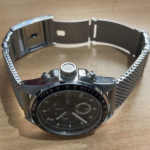 Mens Steel Semi-Mesh Bracelet Fossil CH2602 Decker Black Dial Chrono Watch - Picture 10 of 14