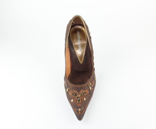 Women's Dollhouse Dark Bronze Satin Beaded Sequin Embellished Heel Pumps Size 6 - Picture 7 of 12
