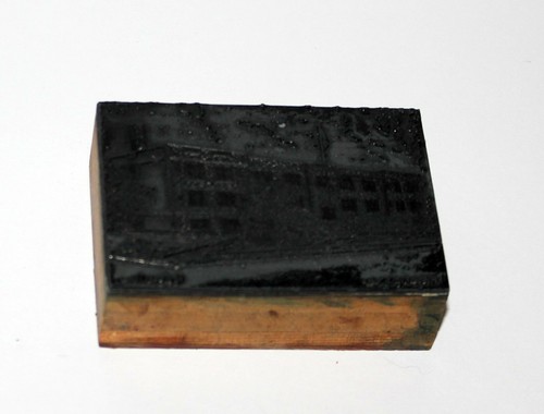 Building Town City Hard Rubber Typographic Printing Press Block Stamp - Foto 2 di 7