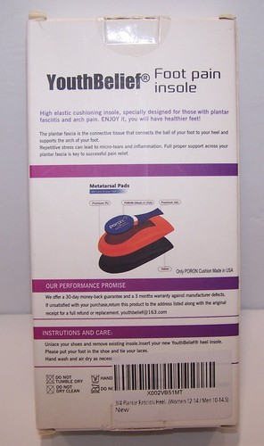 YouthBelief Foot Pain Insoles Plantar Fasciitis Inserts Women 12-14 Men 10-14.5 - Picture 5 of 5