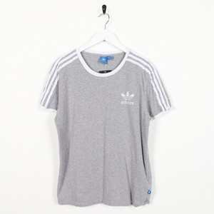 Vintage-Women-039-s-ADIDAS-ORIGINALS-Small-Trefoil-Logo-T-Shirt-Tee-Grey-UK-12