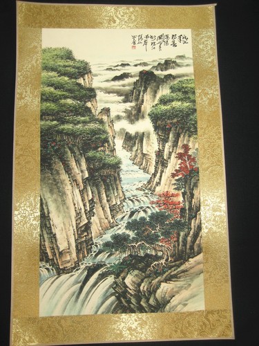 21 Zoll chinesische antike Malerei Schriftrolle Landschaft Reispapier von Guan Shanyue关山月