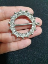 Stunning Vintage czech silver Tone rhinestones Belt Buckle Women Victorian Style