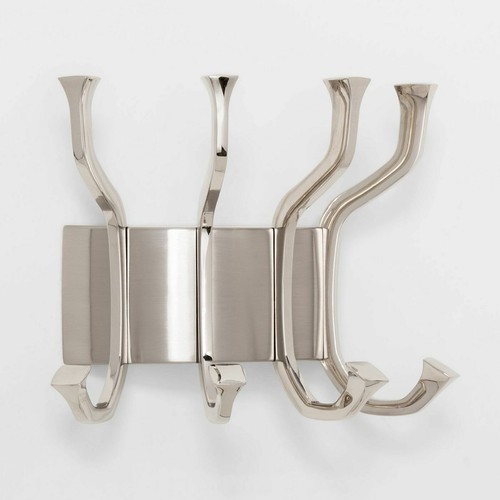 Threshold 9 Inch Hook Rail Satin Nickel and Polish Nickel Finish Hanger