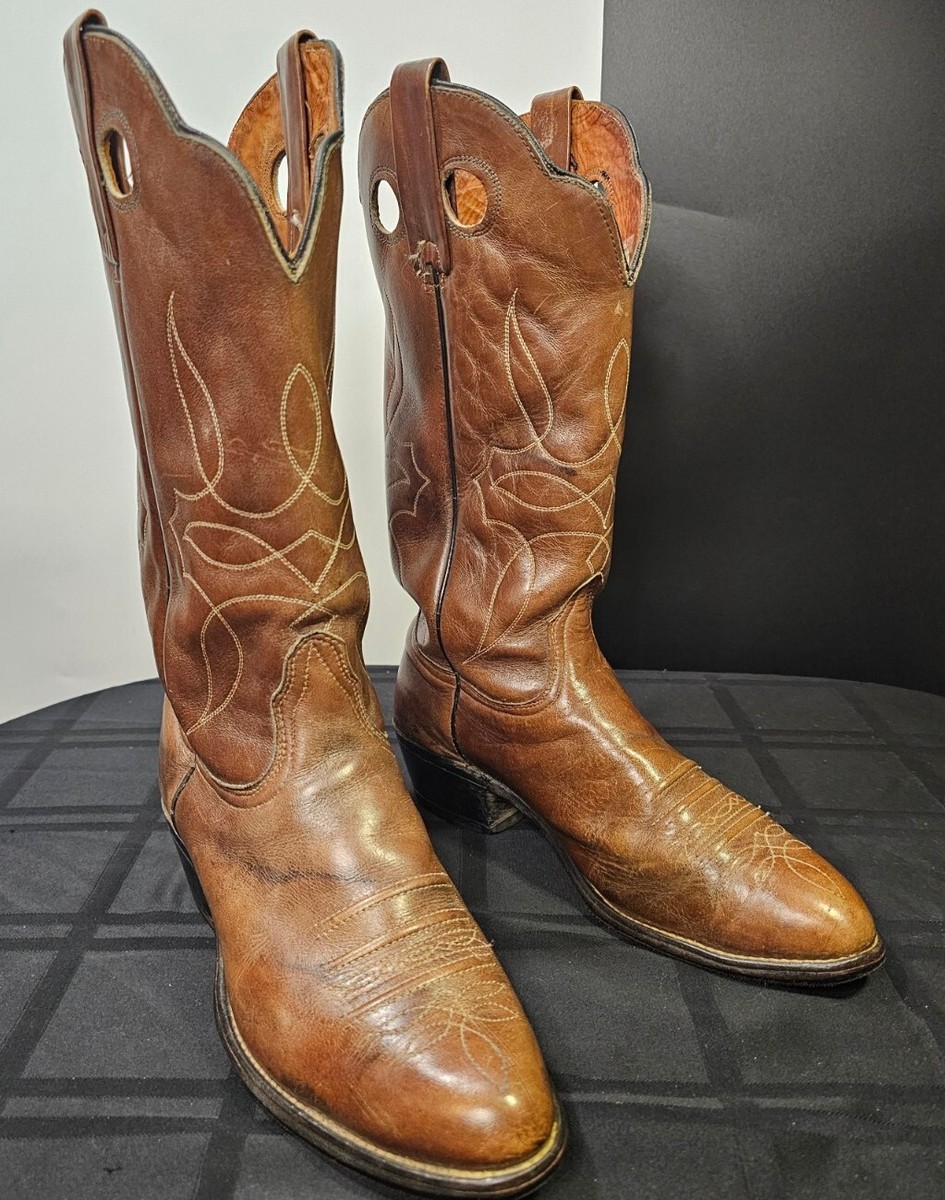 Durango Brown Leather Cowboy Boots Mens Size 9 EE Made In  display picture 3