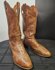 Durango Brown Leather Cowboy Boots Mens Size 9 EE Made In The USA Style # 9234