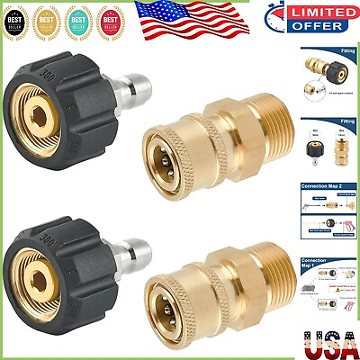 #ad 4 Pack M22 14mm to 1 4 Inch Quick Connect Fittings for Easy Pressure Washing $34.95