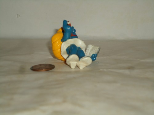 Vintage Schlümpfe Figur, Peyo Schleich 80er Jahre PVC, Reporter Schlumpfine mit Bleistift - Bild 5 von 5