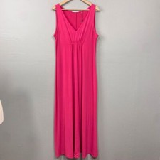 Tahari Hot Pink Maxi Dress Size XL Jersey Empire Waist Barbiecore Minimalist