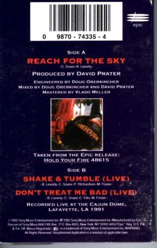 Firehouse Reach For The Sky 1992 Hard Classic Rock Cassette Tape Single Pop - Picture 2 of 2