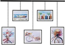 5 Piece Gallery Wall Black Picture Frame Set with Decorative Art 2 4x6, 3 5x7