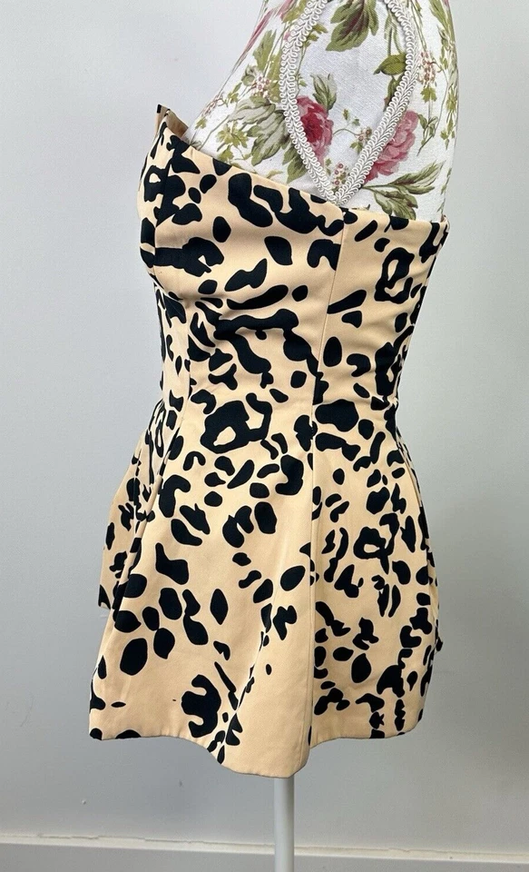 Cameo women's top leopard print bustier structured strapless deep V-neck Size S - Image 4 of 4