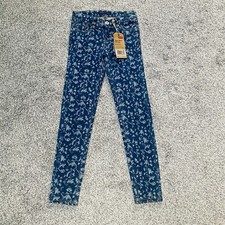 NWT Levis Pants Blue Geometric Denim Super Skinny Reg Stretch Jean Girls Size 8