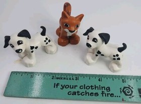 3 Lego Duplo Pet Figure Lot, 2 Dalmatian Dog, Kitty Cat, #10570