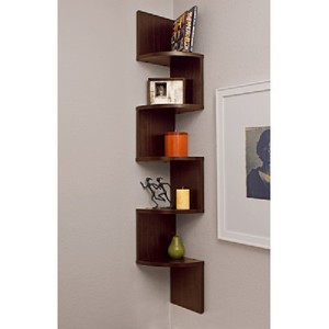Wade Logan Ridgeway Walnut Corner Wall Stand 5 Shelves Home Decor Image Is Loading Wade Logan Ridgeway Walnut Corner Wall Stand 5