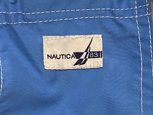Nautica Boy's Blue Gray White Performance UV Protected Swim Trunks Size M (5-6) - Picture 9 of 12