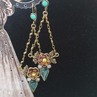Colorful Teardrop & Swarovski Crystal Gift Michal Negrin Earrings Very Long 3.4"